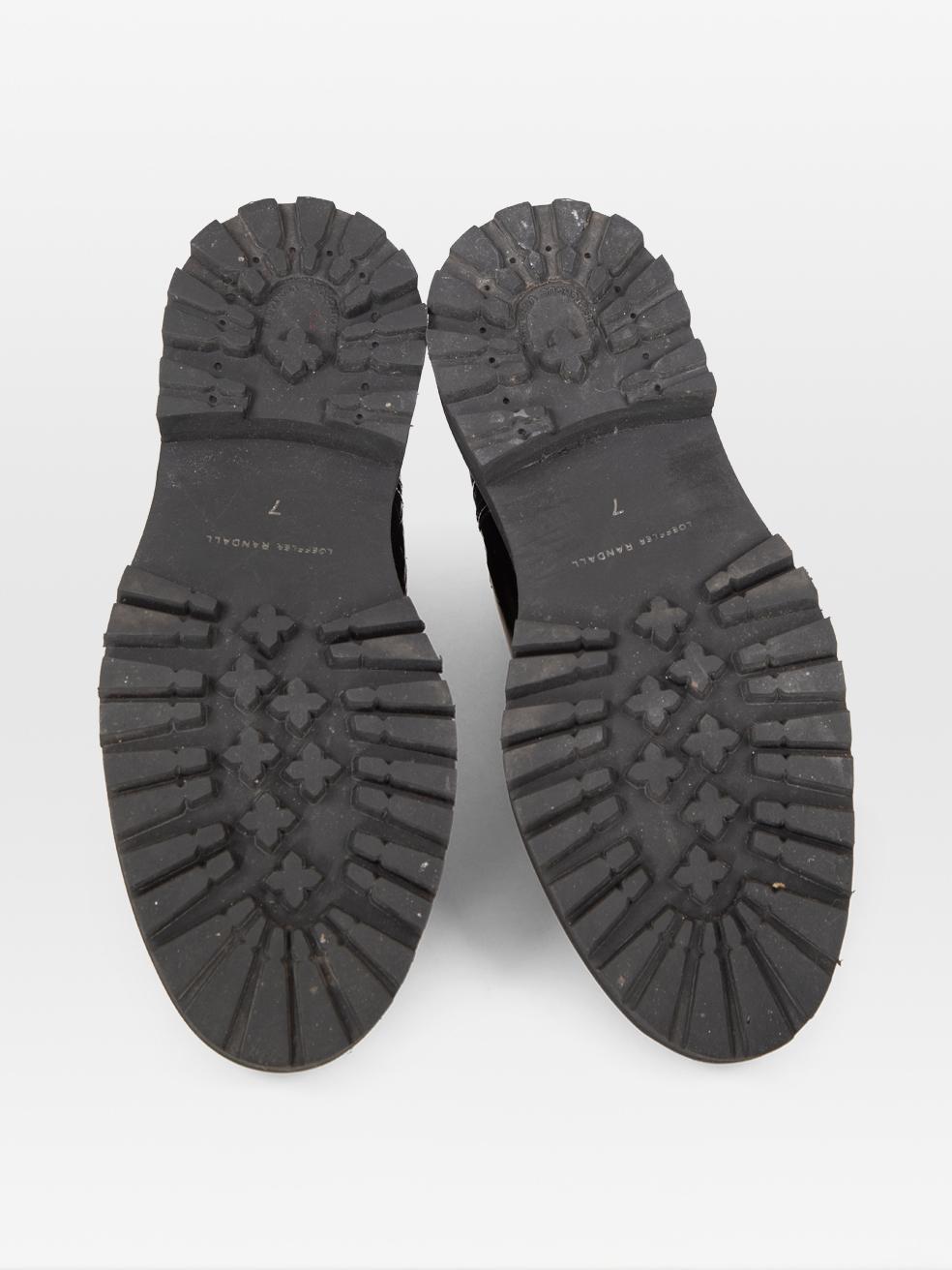 Loeffler Randall Botas de charol negras con relieve de cocodrilo talla US 7 Negro en venta