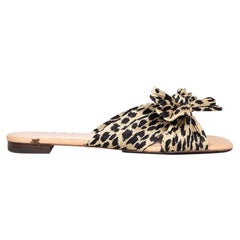 Loeffler Randall Daphne Leopard Plissé-lamé Slides Größe US 9.5