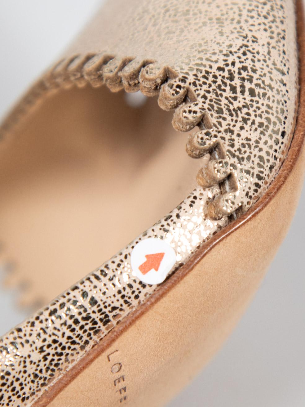Loeffler Randall Gold Leather Open Toe Heels Size US 5 For Sale 4