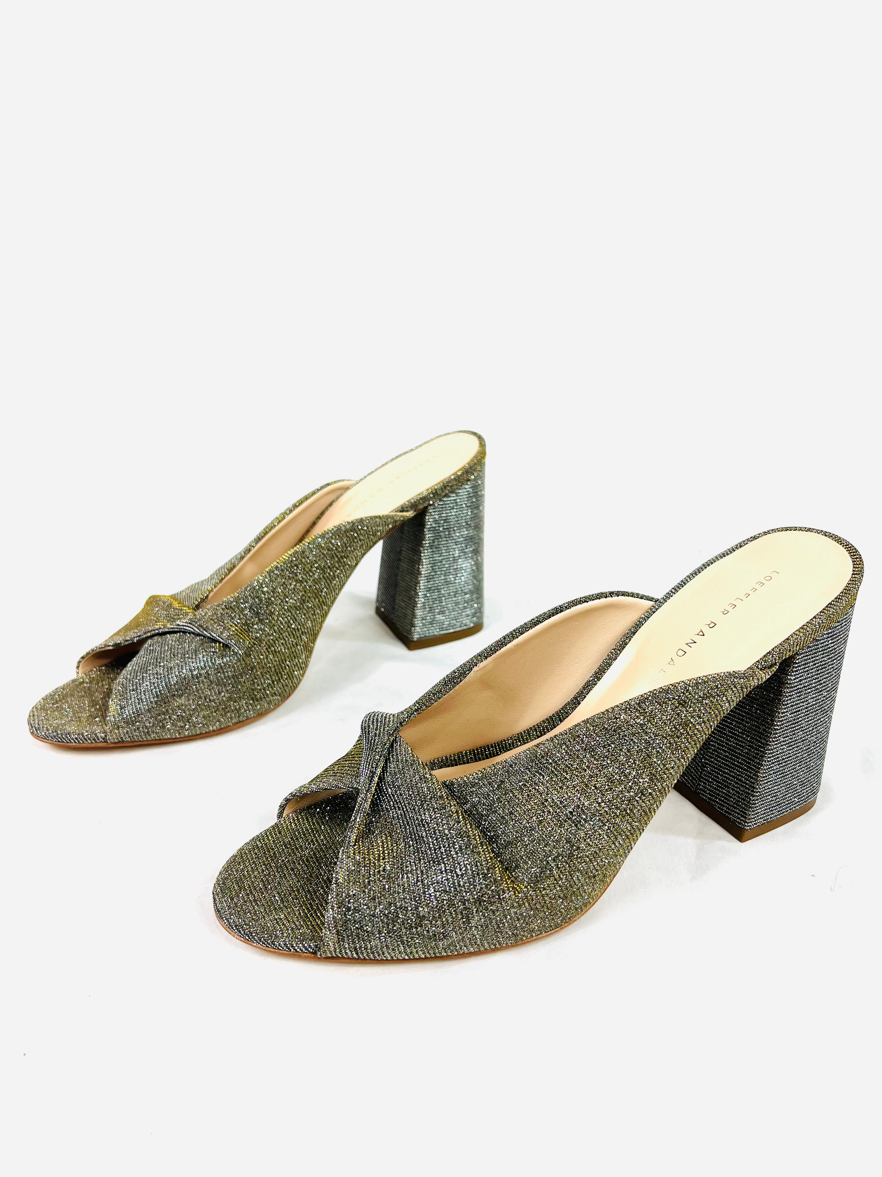 Black Loeffler Randall Laurel Glitter High Heel Mule Sandals, Size 11 For Sale