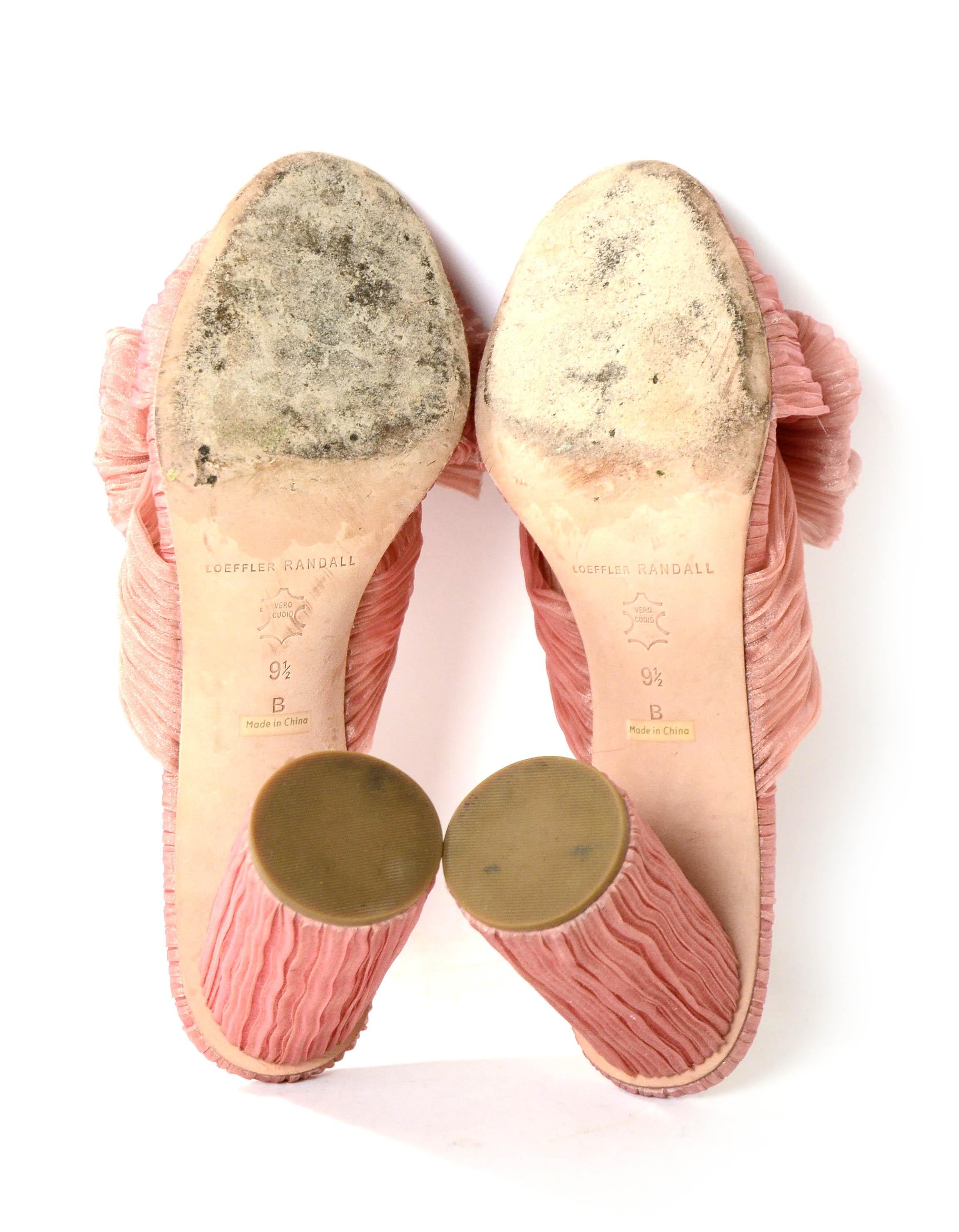 Loeffler Randall Penny Knotted Blush Metallic Mules sz 9.5 rt. $395 In Excellent Condition In New York, NY