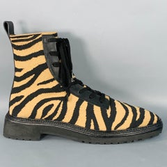 LOEFFLER RANDALL Taille 12 Noir Marron Tiger Knit Lace Up Ankle Boots
