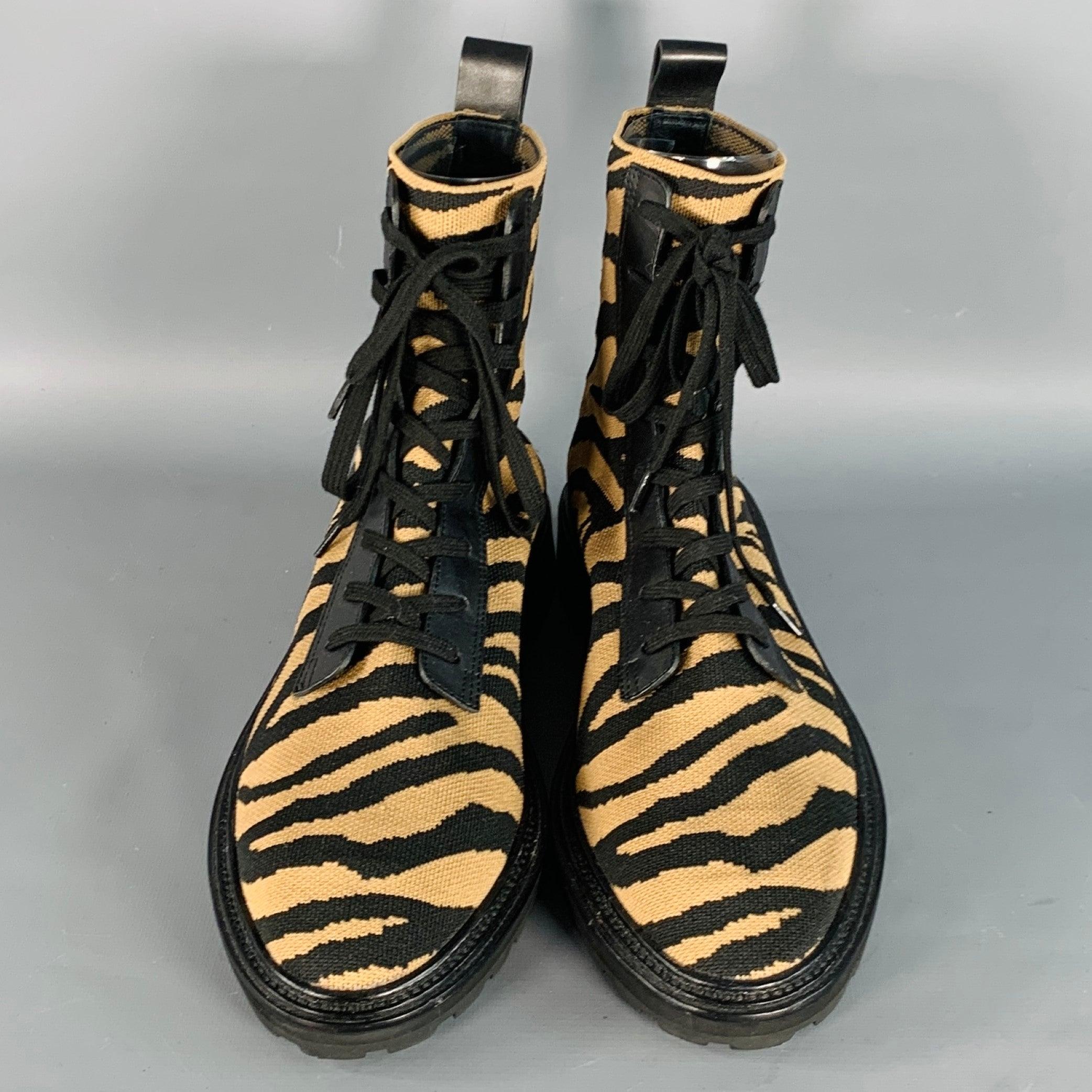 LOEFFLER RANDALL Taglia 12 Nero Marrone Tigre Maglia Stivaletti in Laccio In condizioni buone in vendita a San Francisco, CA