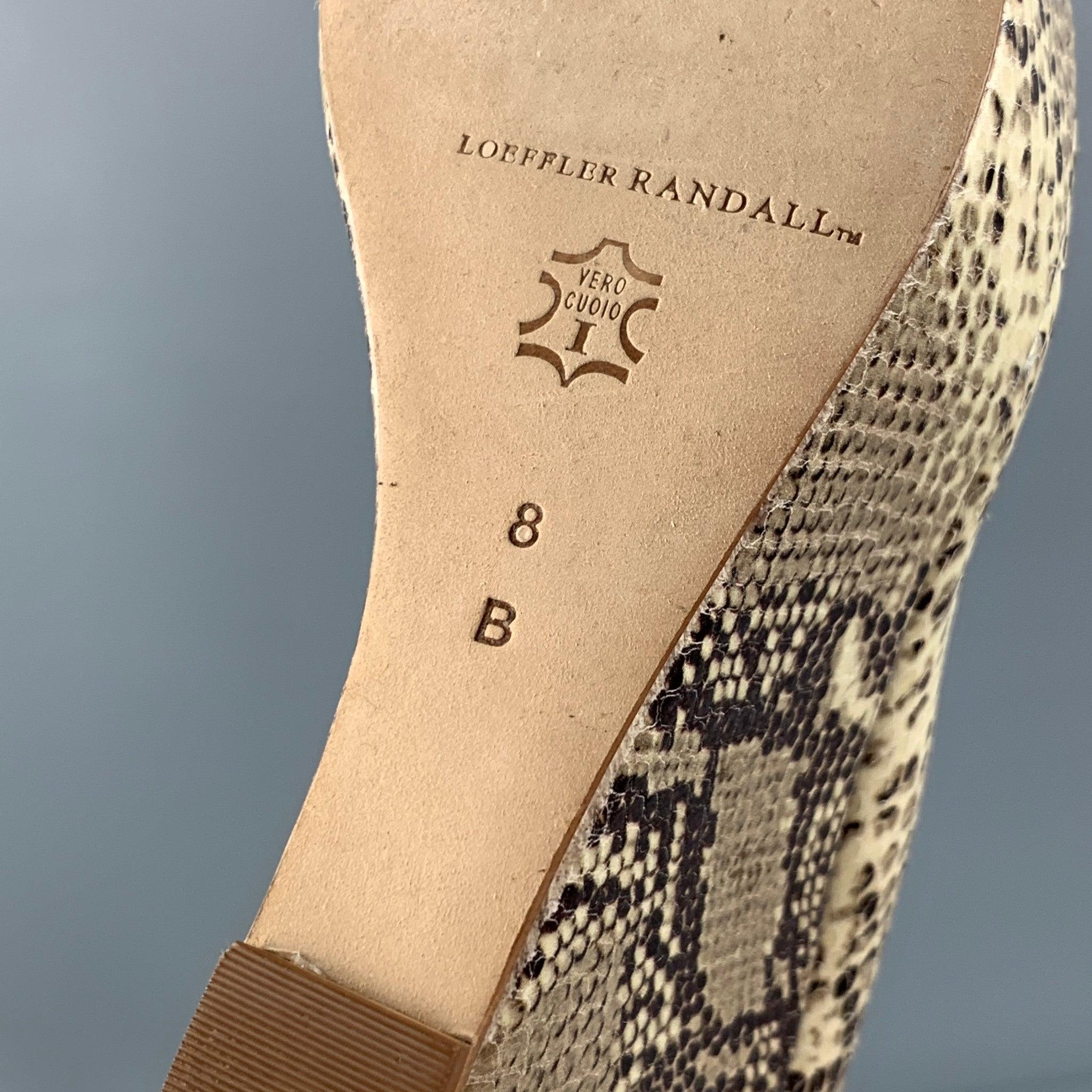 LOEFFLER RANDALL Size 8 Grey Beige Leather Snake Skin Print Embossed Wedge Pumps For Sale 3