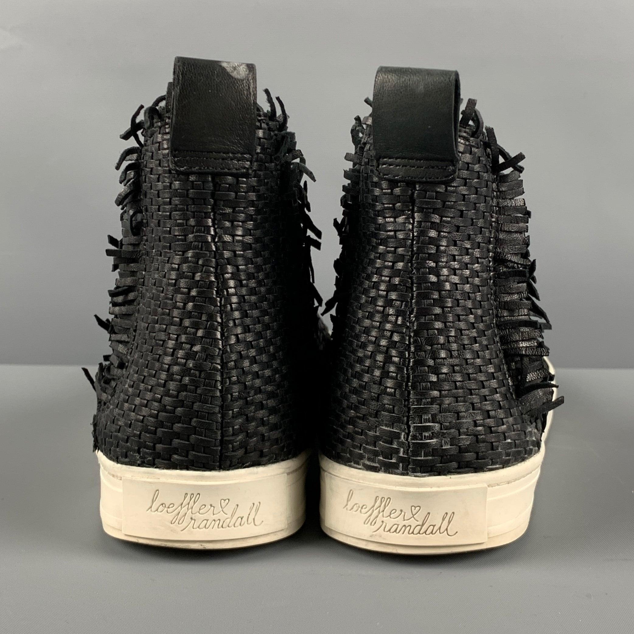 LOEFFLER RANDALL Size 8.5 Black White Leather Ankle Sneakers In Good Condition For Sale In San Francisco, CA