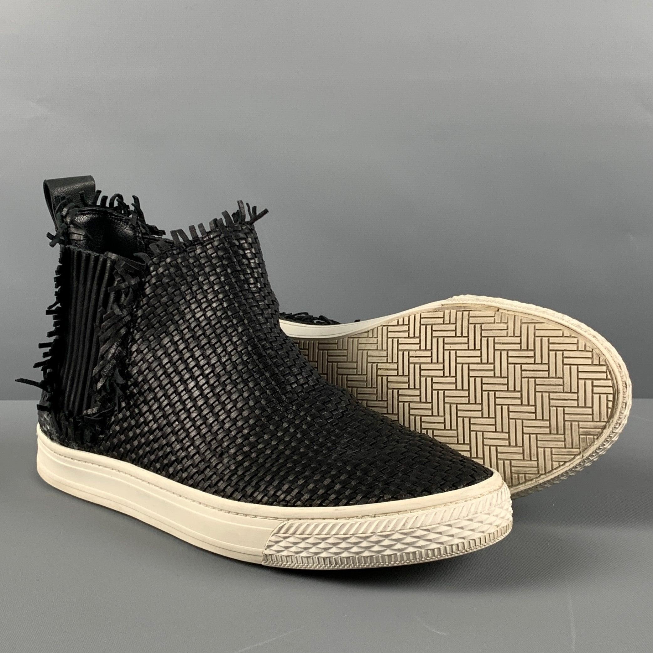 LOEFFLER RANDALL Size 8.5 Black White Leather Ankle Sneakers For Sale 1