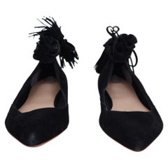 Ballerines D'Orsay Loeffler Randall ornées de pompons, en daim noir