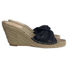 Sandales espadrilles à talons compensés Loeffler Randall en cuir noir