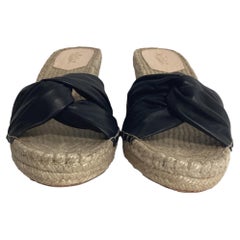 Sandales espadrilles à talons compensés Loeffler Randall en cuir noir