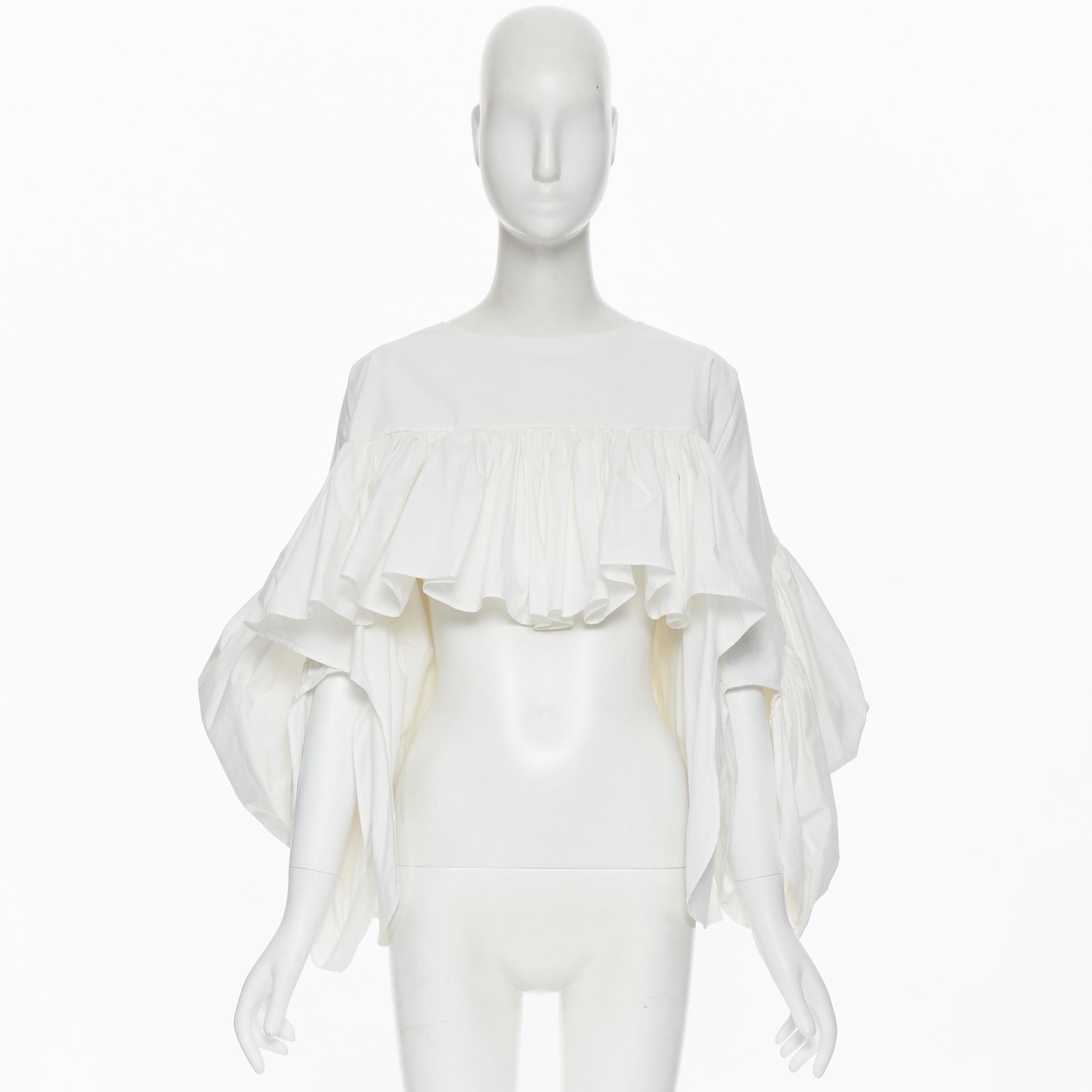 LOEIL 2019 Ciambellona Top algodón blanco cropped acampanado alto bajo S M Gris