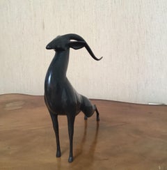 Loet Vanderveen Bronze Greater Kudu Ram Sculpture, Signed, Circa 1975