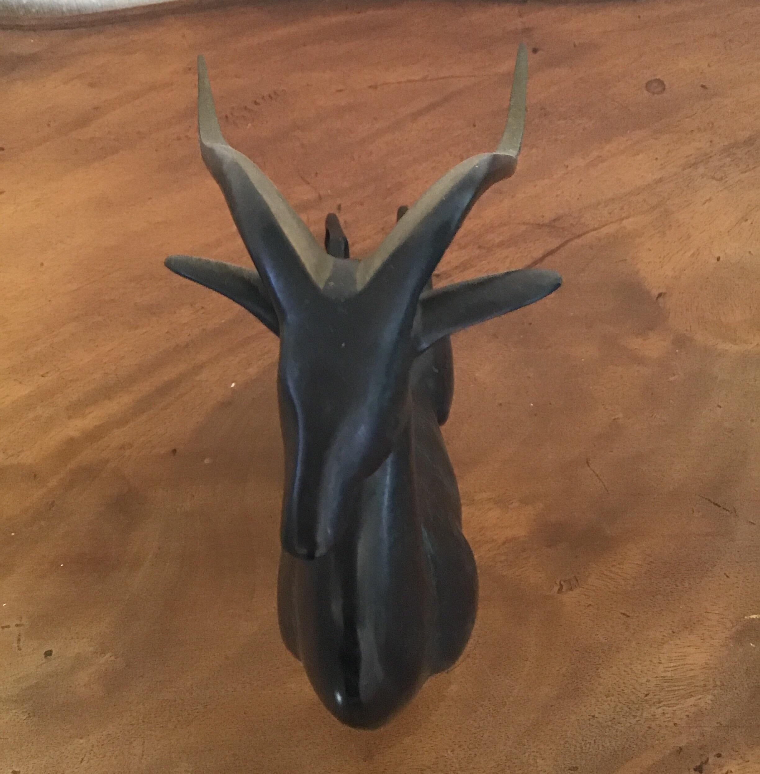 Loet Cast Bronze Ibex Sculpture In Excellent Condition For Sale In Douglas Manor, NY