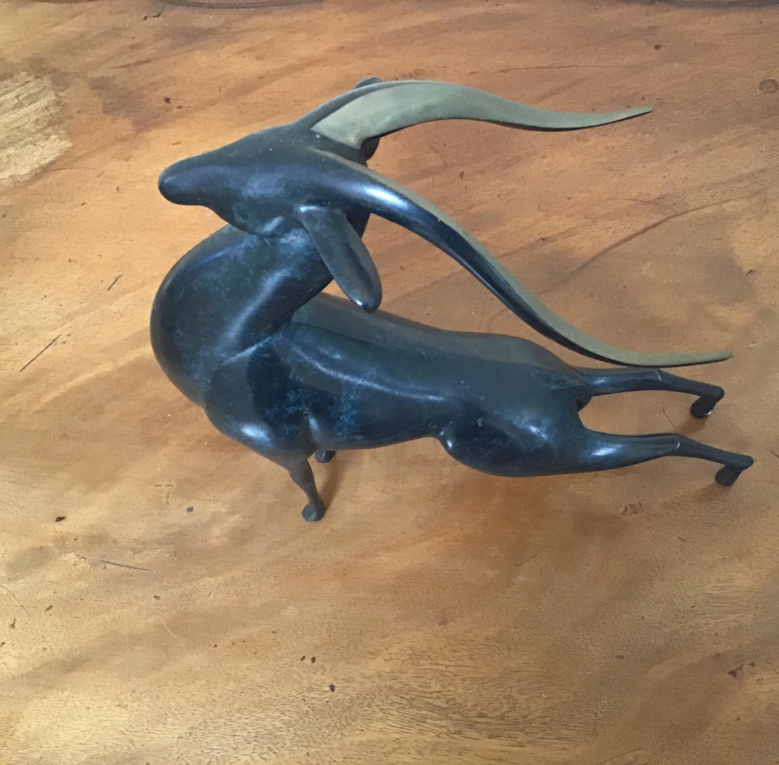 Sculpture d'Ibex en bronze moulé Loet en vente 2