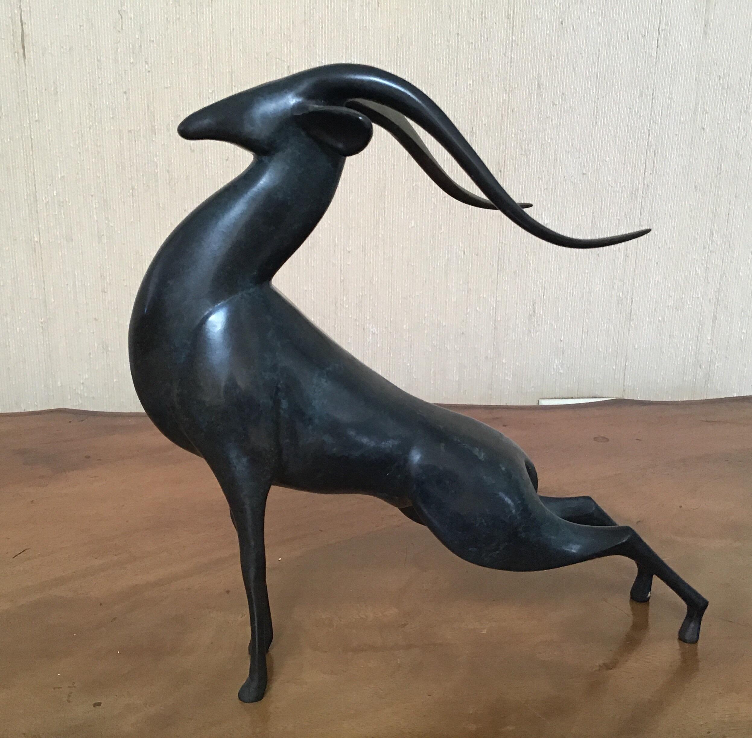 Sculpture d'Ibex en bronze moulé Loet en vente 3