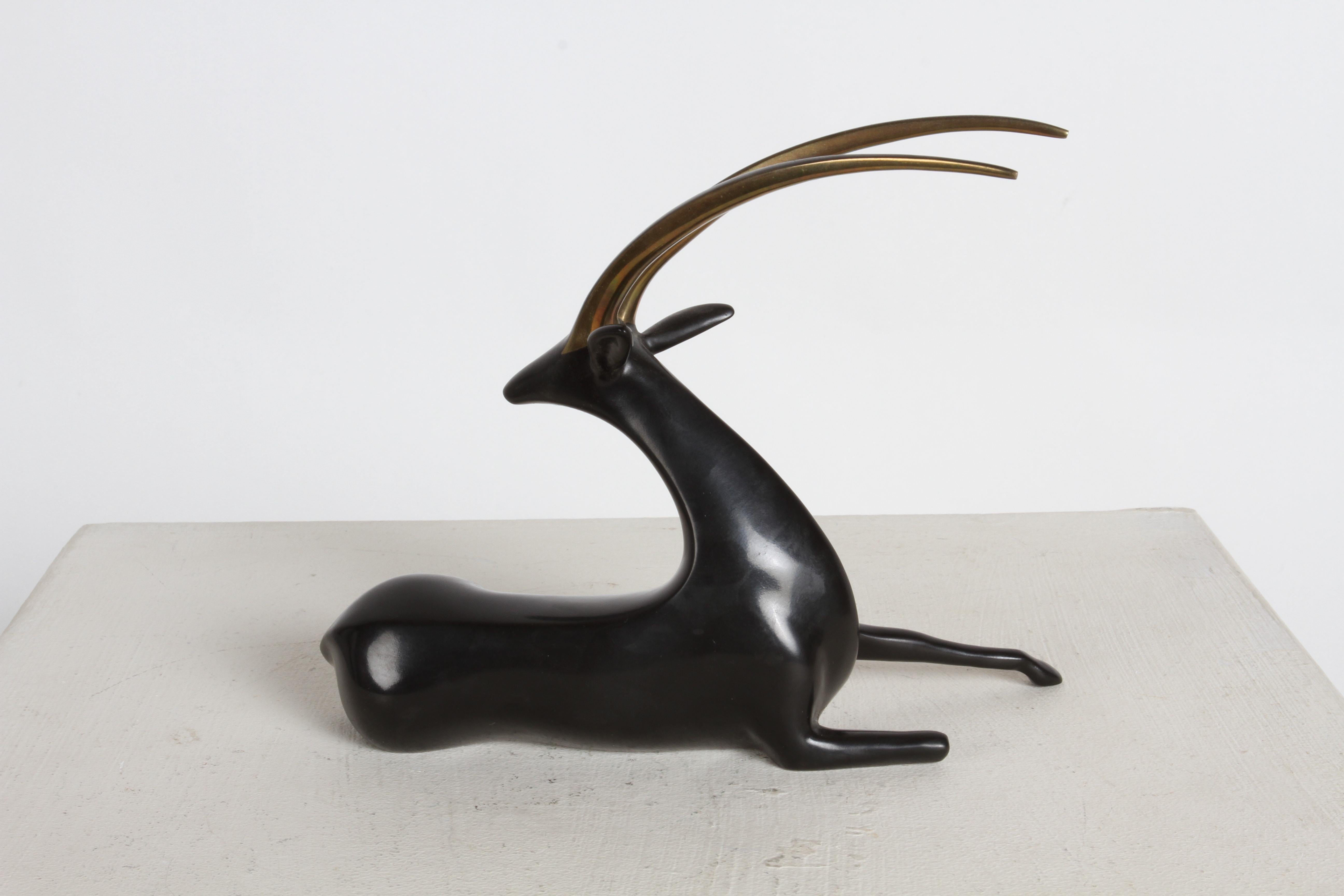 American Loet VanDerVeen Art Bronze ORYX Sculpture Limited Edition Bronze #419/750 For Sale