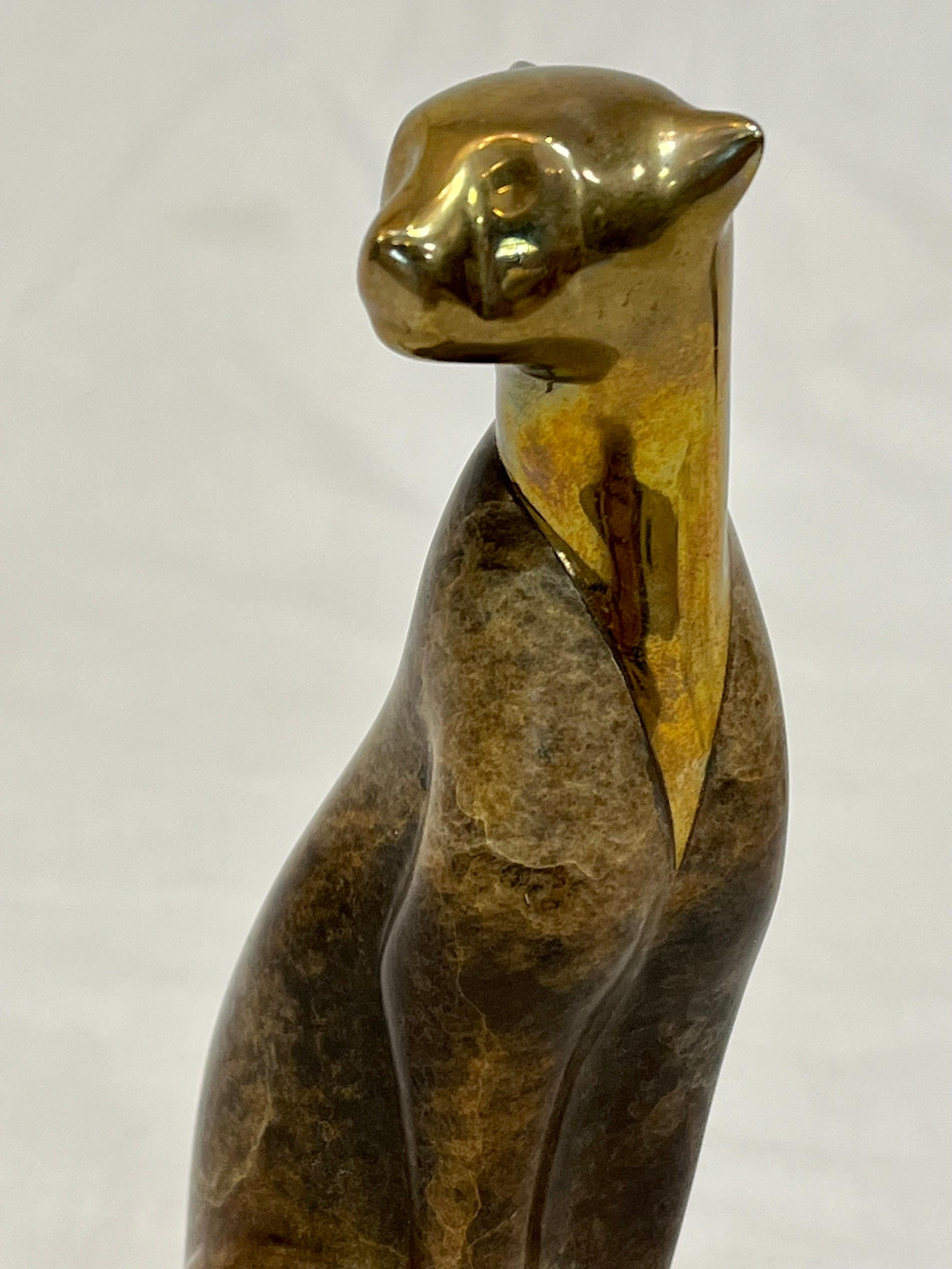 Sculpture de guépard Loet Vanderveen en bronze à patine artistique 4