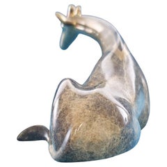 Sculpture de girafe en bronze signée et numérotée Loet Vanderveen