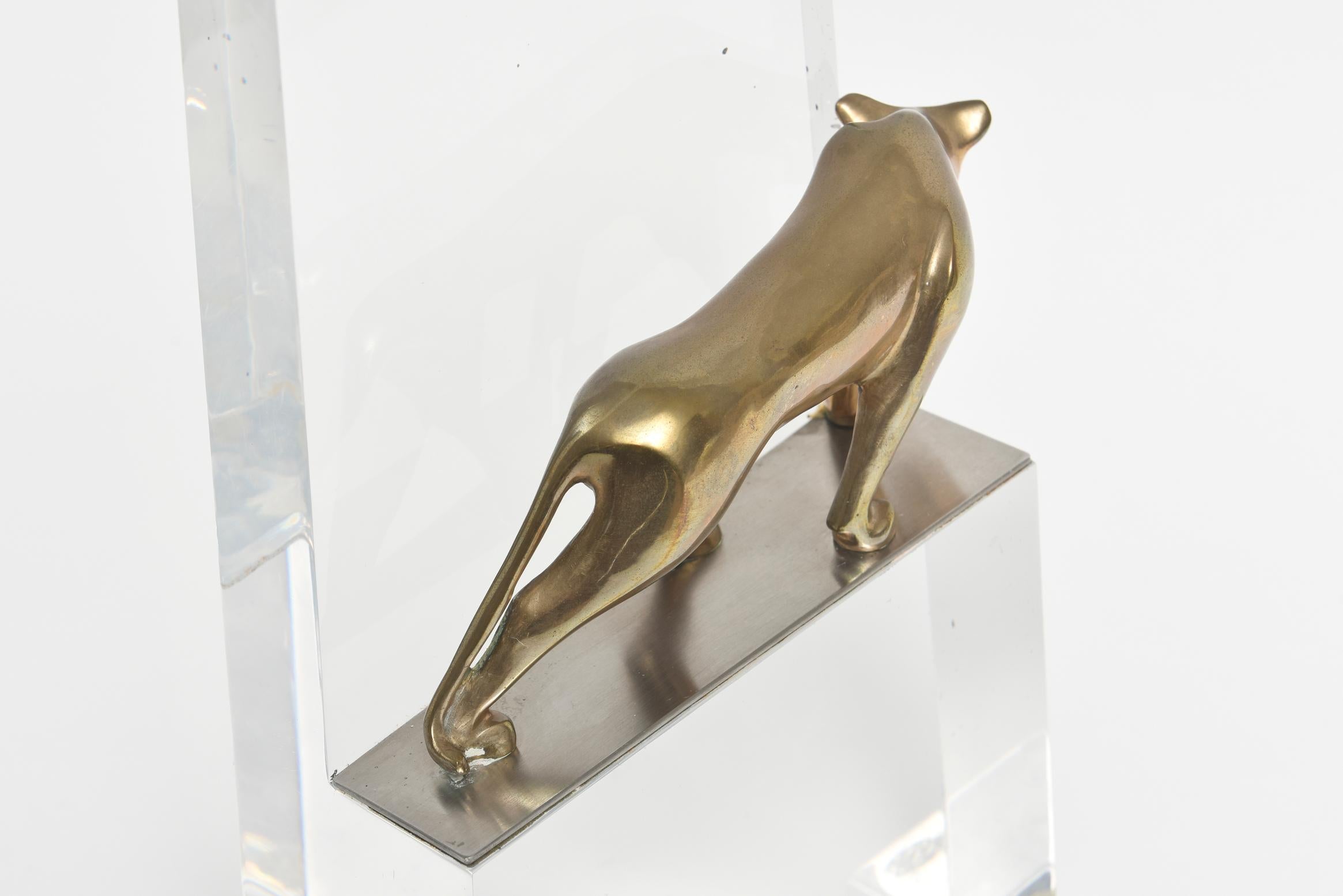 Loet Vanderveen Bronze Panther on Acrylic Block 1