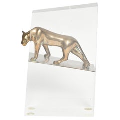 Vintage Loet Vanderveen Bronze Panther on Acrylic Block