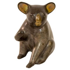 Sculpture de faune Koala en bronze signée et numérotée Loet Vanderveen