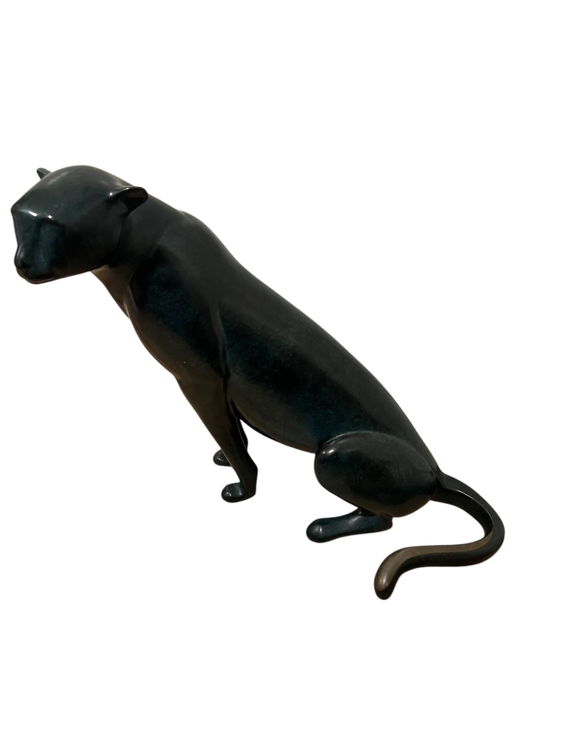 Loet Vanderveen large seated cheetah bronze sculpture For Sale 2