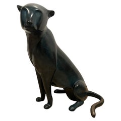 Loet Vanderveen large seated cheetah bronze sculpture