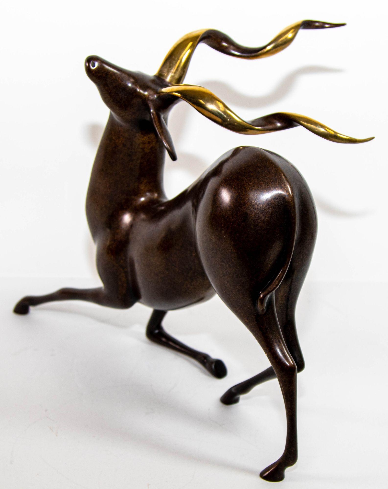 Sculpture Kudu en bronze d'art Loet Vanderveen édition limitée n° 303 signée en vente 2