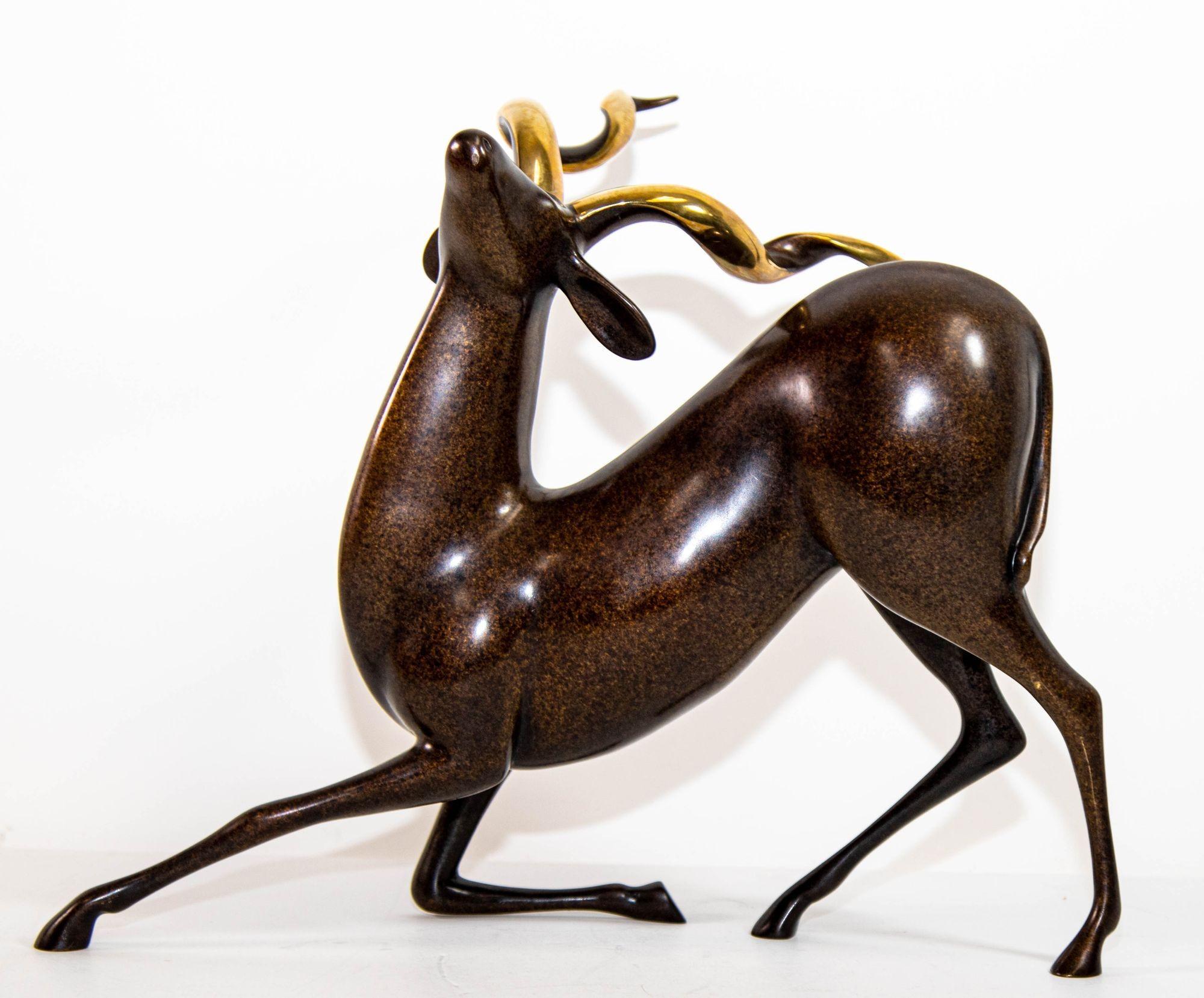 Sculpture Kudu en bronze d'art Loet Vanderveen édition limitée n° 303 signée en vente 9