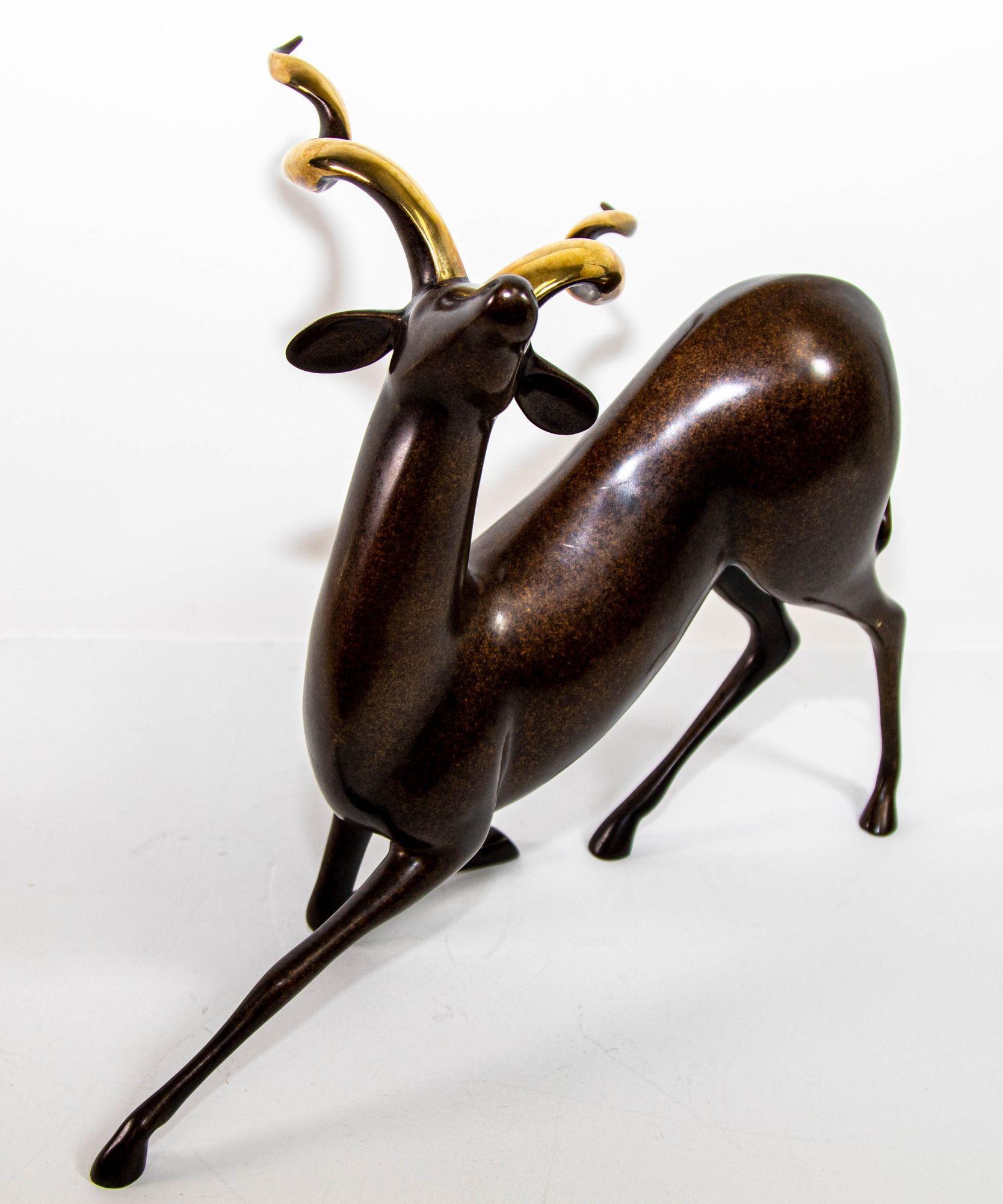 Hand-Crafted Loet Vanderveen Limited Edition Bronze Kudu Sculpture # 303 For Sale