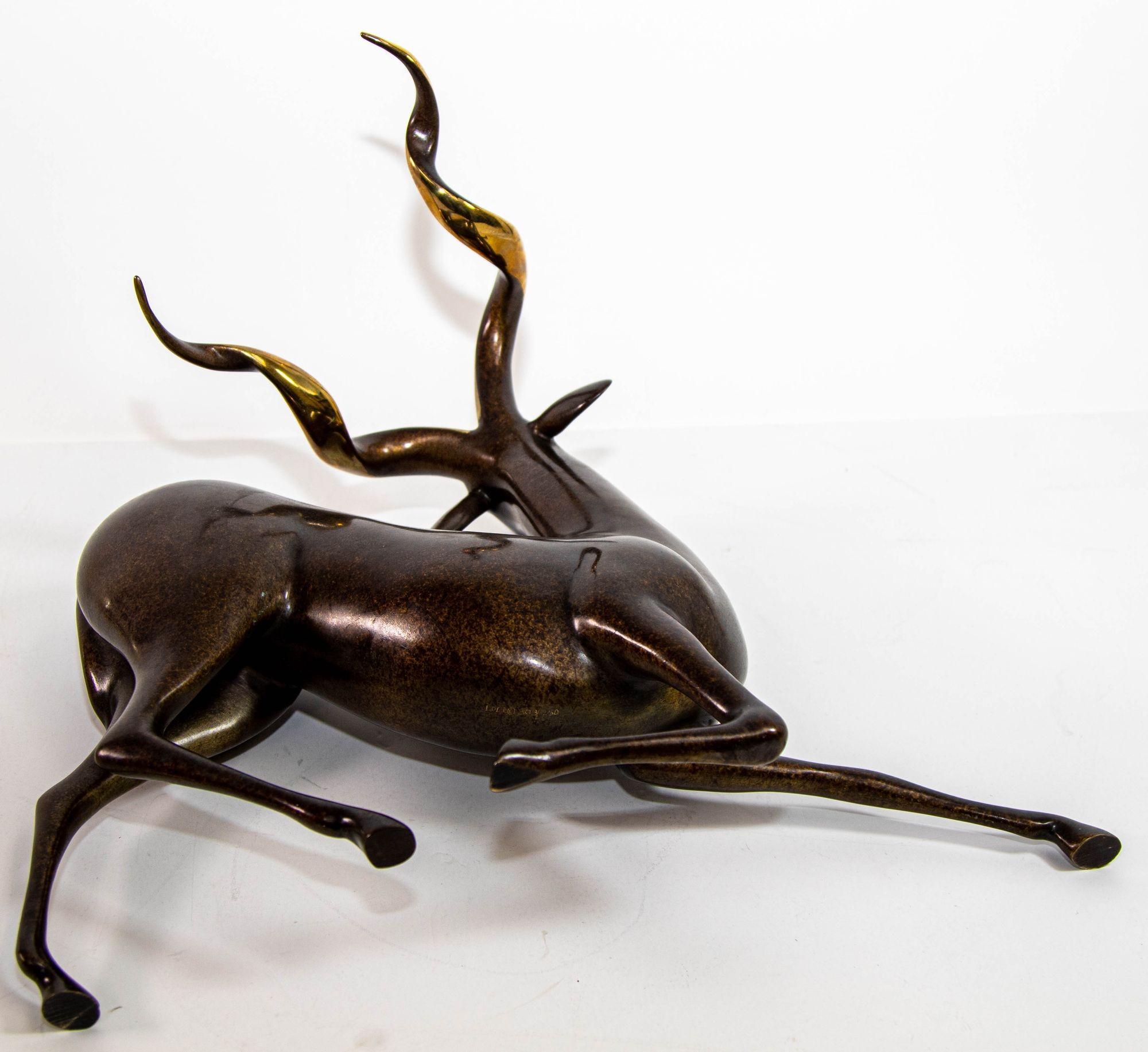 20th Century Loet Vanderveen Limited Edition Bronze Kudu Sculpture # 303 For Sale