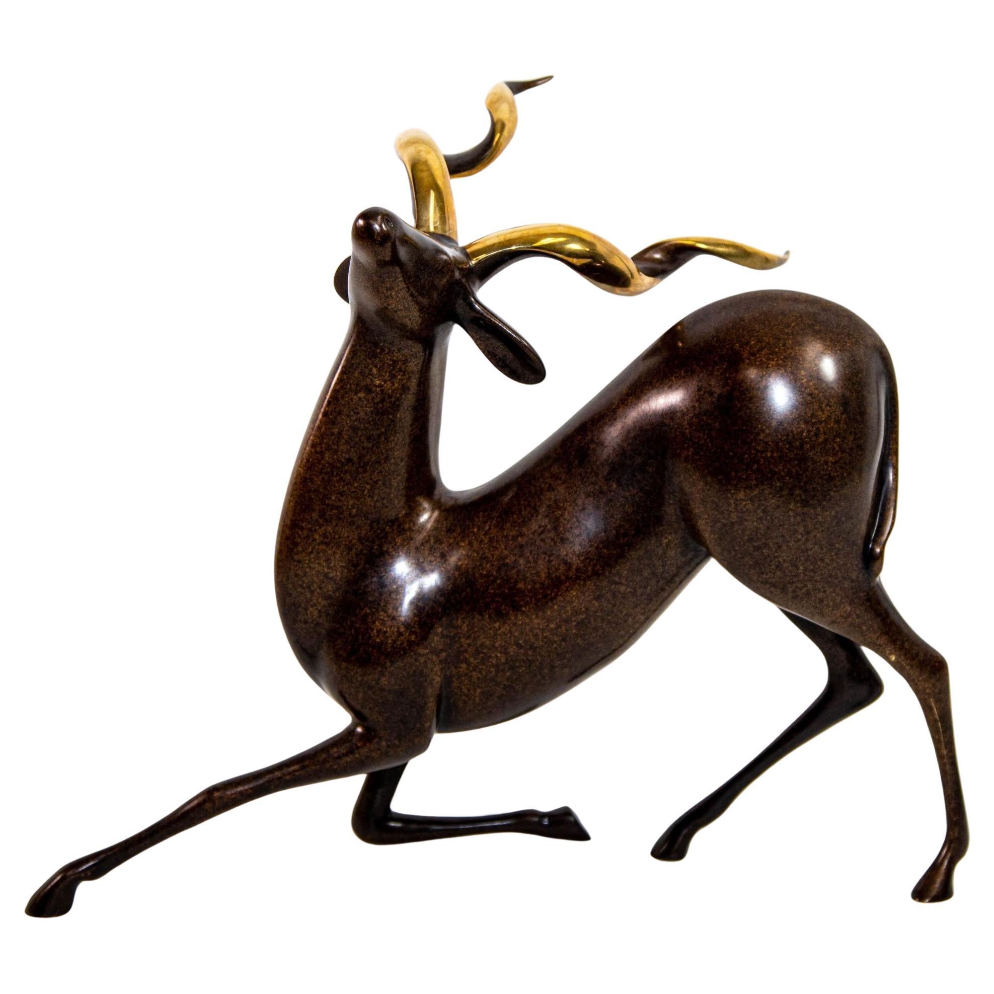 Loet Vanderveen Limited Edition Bronze Kudu Sculpture # 303 For Sale