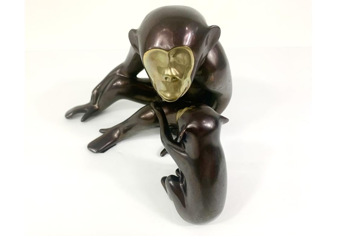 Loet Vanderveen Limited Edition Figural Bronze Monkey Mother & Child 7