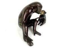 Loet Vanderveen Limited Edition Figural Bronze Monkey Mother & Child
