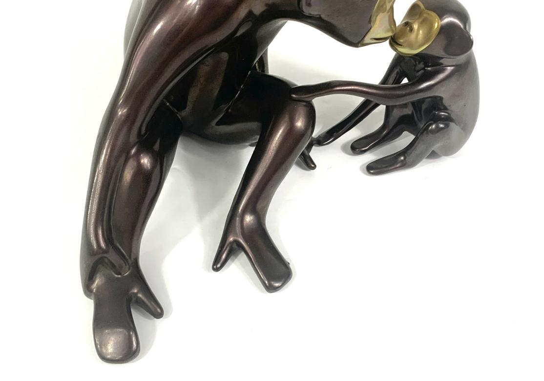 Loet Vanderveen Limited Edition Figural Bronze Monkey Mother & Child 1