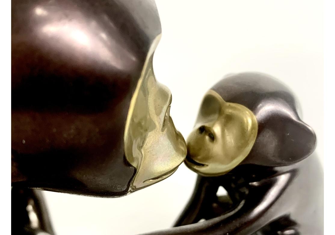 Loet Vanderveen Limited Edition Figural Bronze Monkey Mother & Child 2
