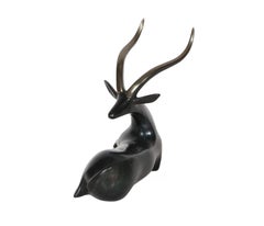 Antelope, scultura in bronzo Art Deco di Loet Vanderveen