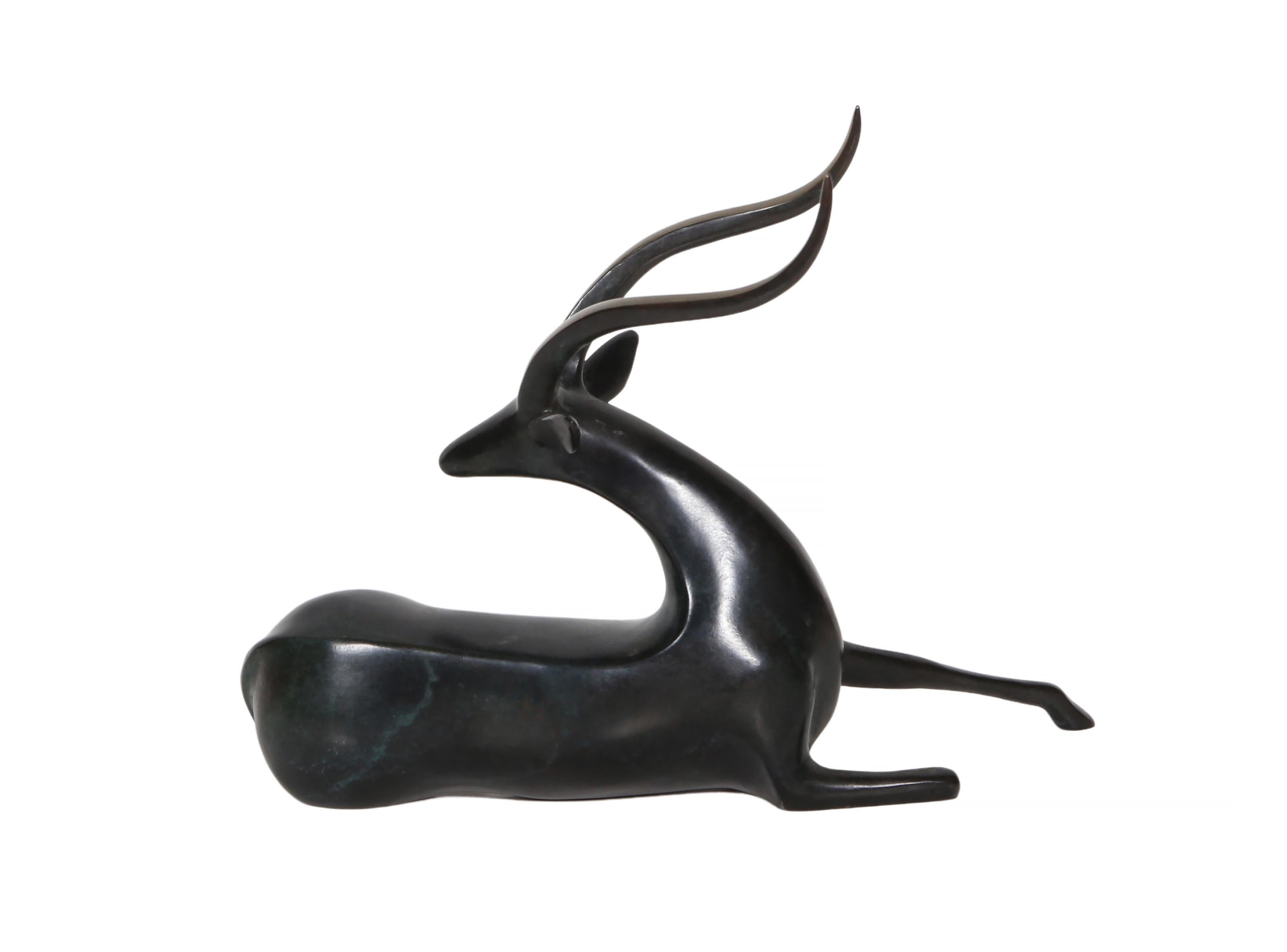 Antílope, Escultura Art Decó de Bronce de Loet Vanderveen en venta 2