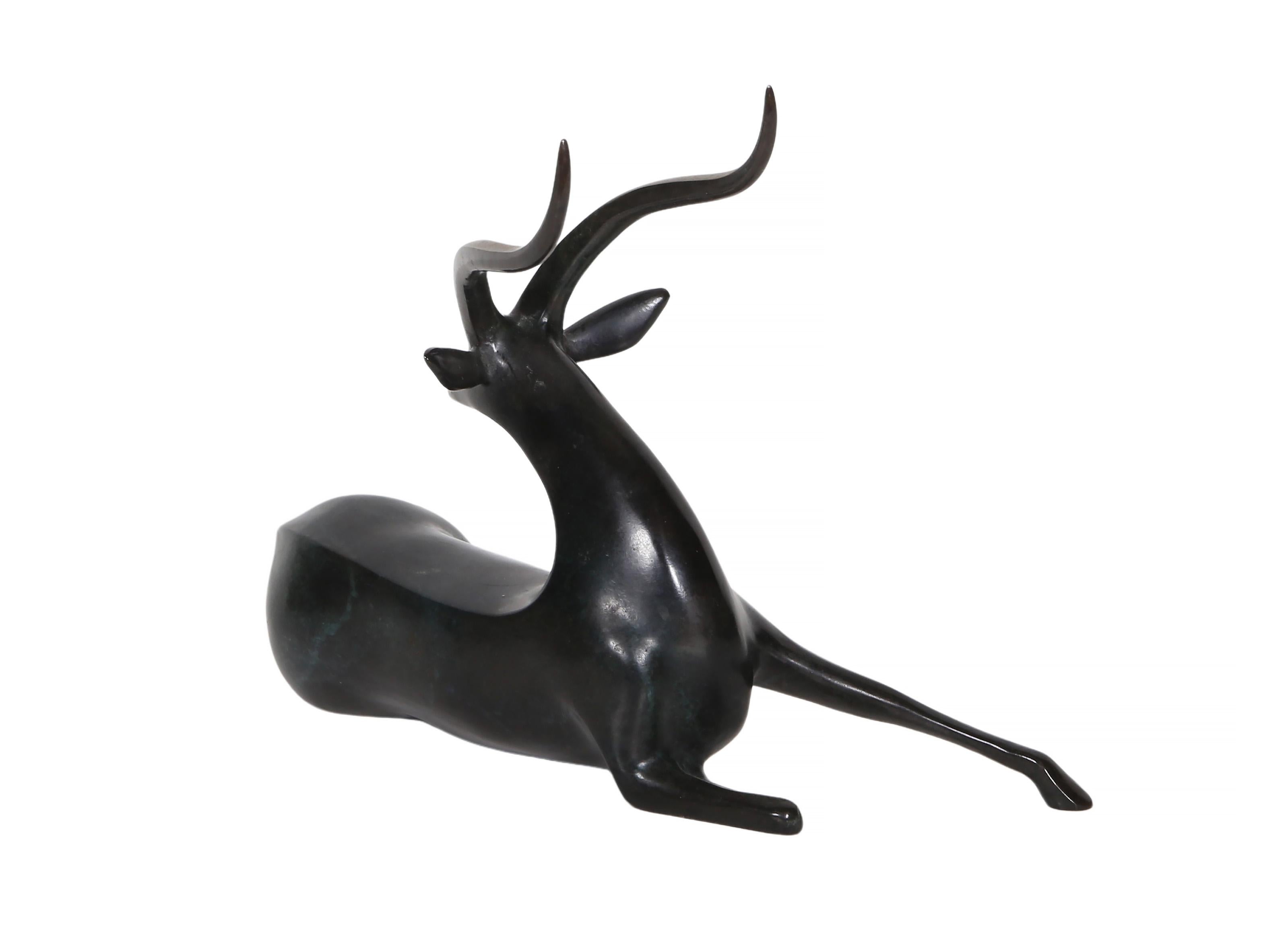 Antílope, Escultura Art Decó de Bronce de Loet Vanderveen en venta 3