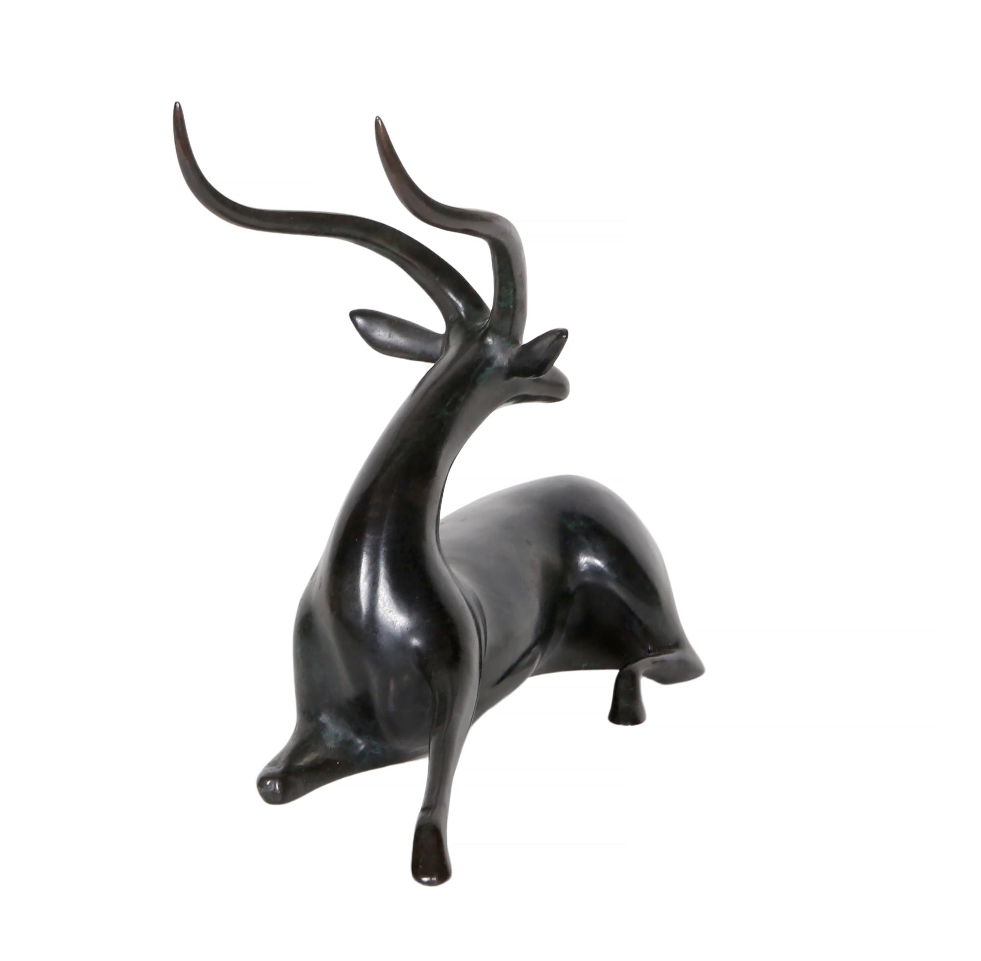 Antílope, Escultura Art Decó de Bronce de Loet Vanderveen en venta 4