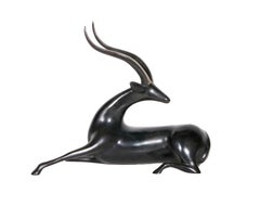 Antelope, Art Deco Bronze Sculpture by Loet Vanderveen