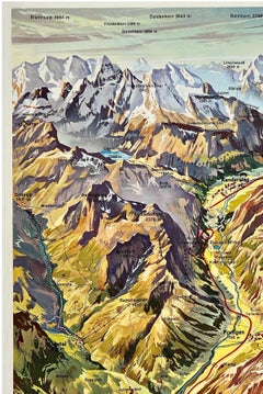 LOETSCHBERG - SUIZA Cartel original vintage de turismo suizo de MCM, 1960