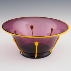 Loetz Amethyst Glass Bowl with Orange Trails c1925
