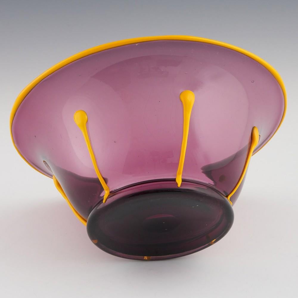 Early 20th Century Loetz Amethyst Glass Bowl with Orange Trails c1925 For Sale
