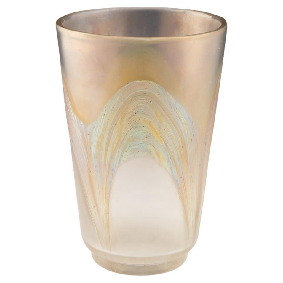 Loetz Art Deco Gold Iridescent Tapered Series iii Vase C1930