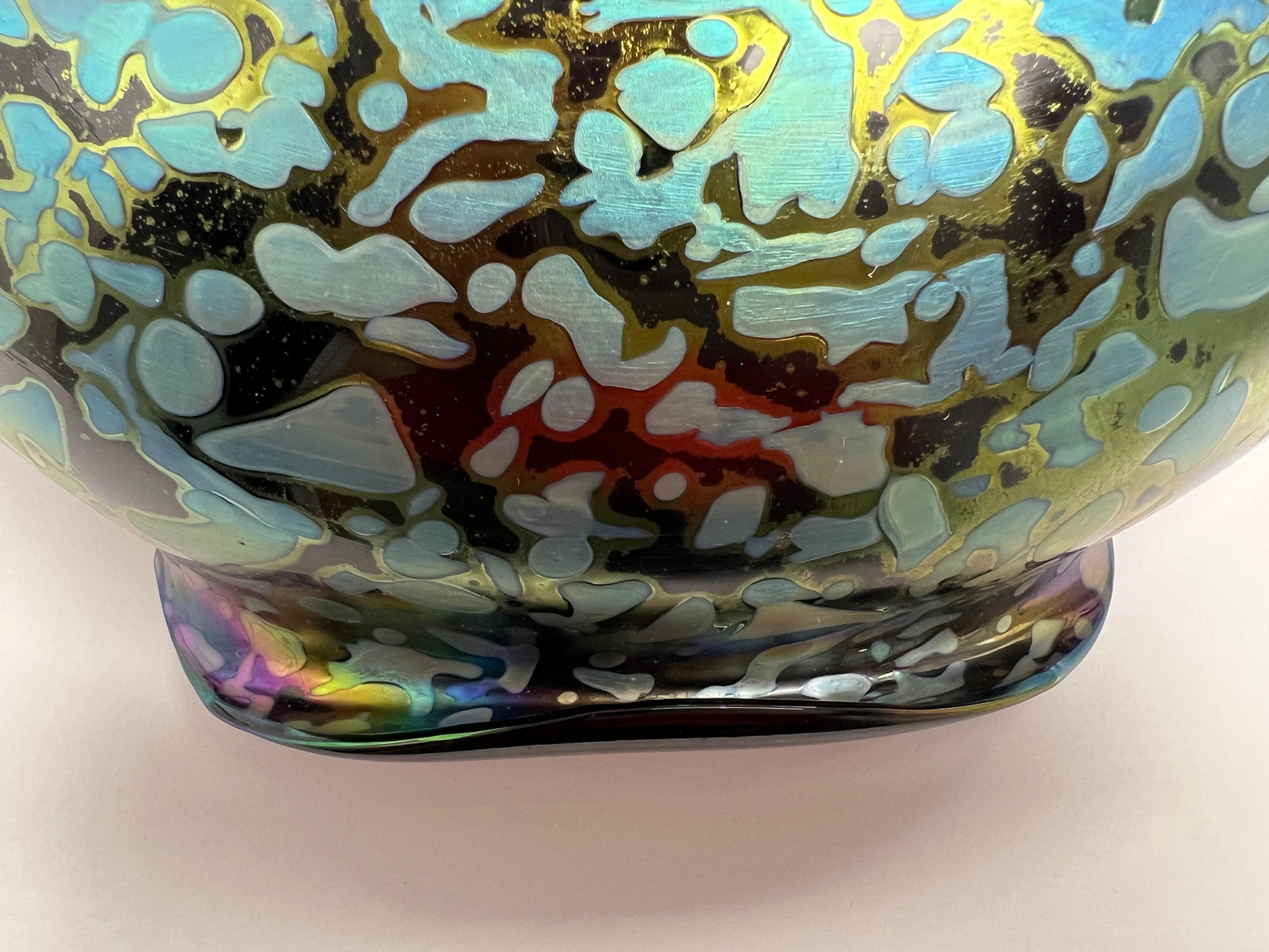 Loetz Art Glass Art Noveau Ciotola Grande Iridescente in vendita 4