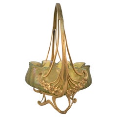 Loetz Art Glass & Dore Bronze Art Nouveau Centerpiece
