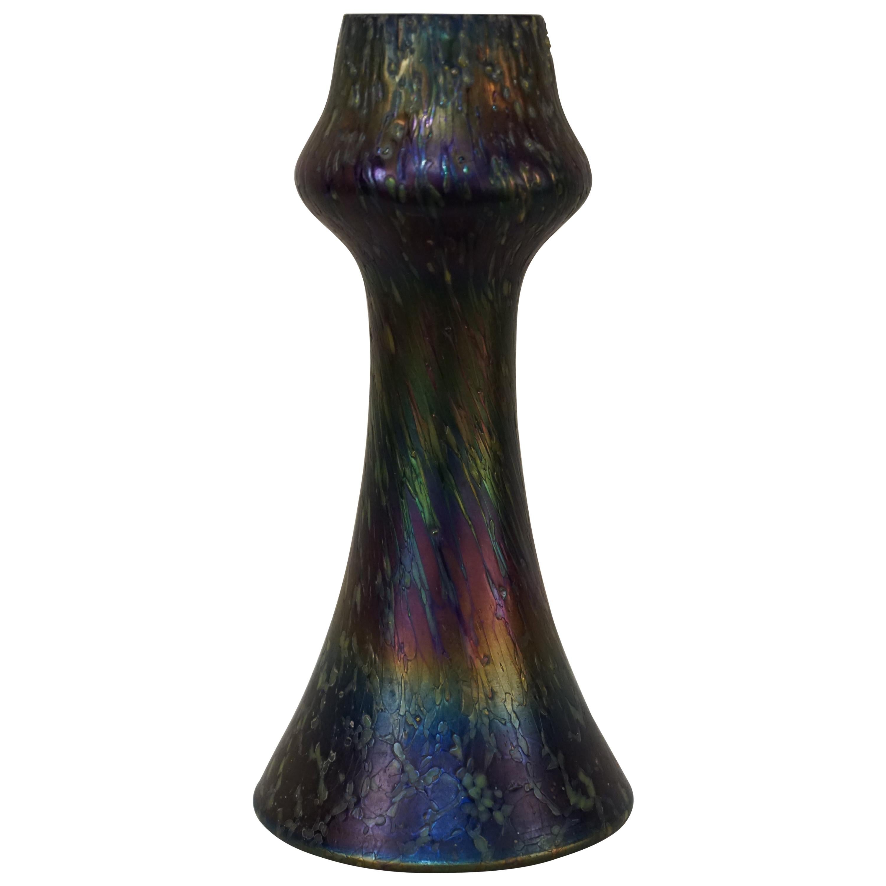 Art Glass Vase with Iridescent Glaze For Sale