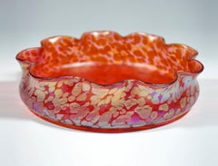 Loetz Art Nouveau Flower Bowl Metallic-Red Papillon, Austria-Hungary, ca 1900