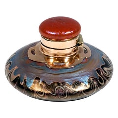 Loetz Art Nouveau Glass Inkwell For E. Bakalowits & Sons, Austria, circa 1901