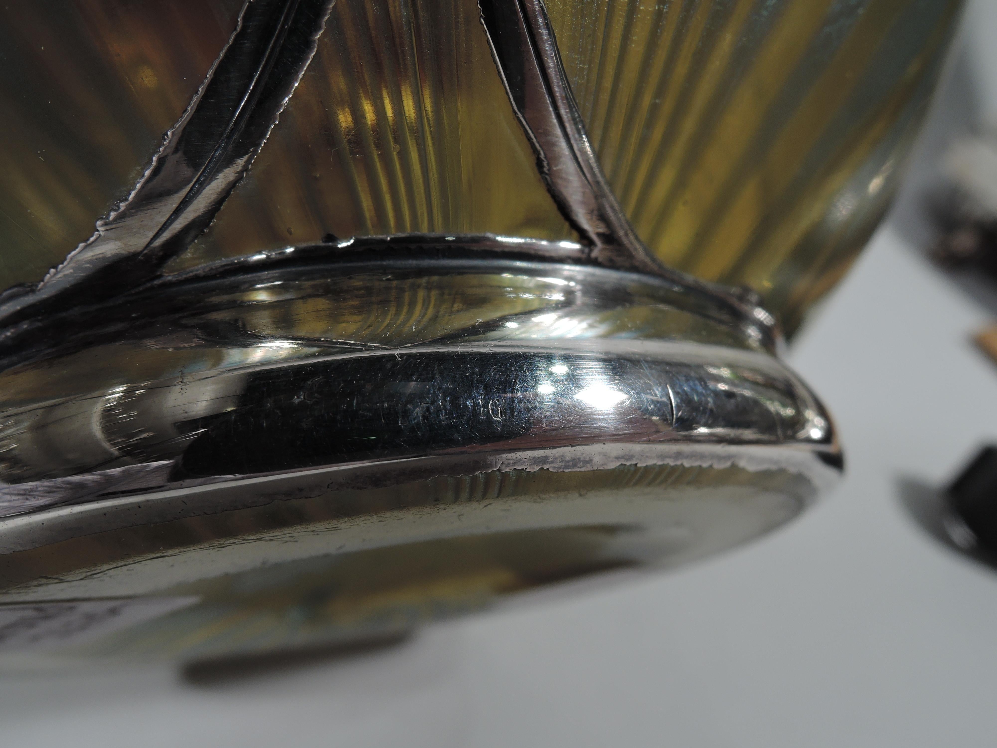 Loetz Art Nouveau Glass and Silver Overlay Vase in Phänomen Pattern 2